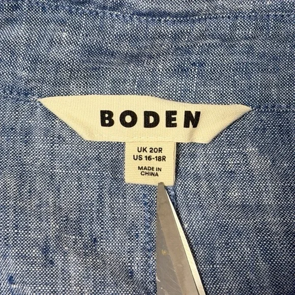 Boden Louise Linen Midi Shirt Dress Belted Blue Button - Picture 6 of 6